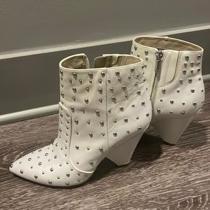 White studded bootie